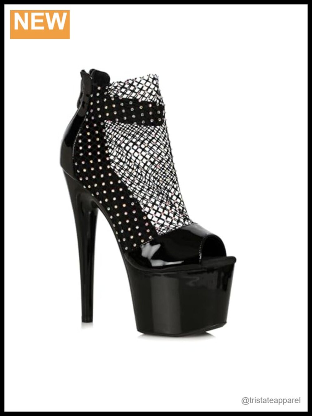 Rhinestone Stiletto Heel Pump Lightweight Dance Shoe with Zipper Closure